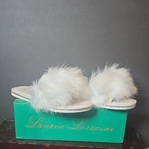 Lauran Larraine Fluffy White Sandals